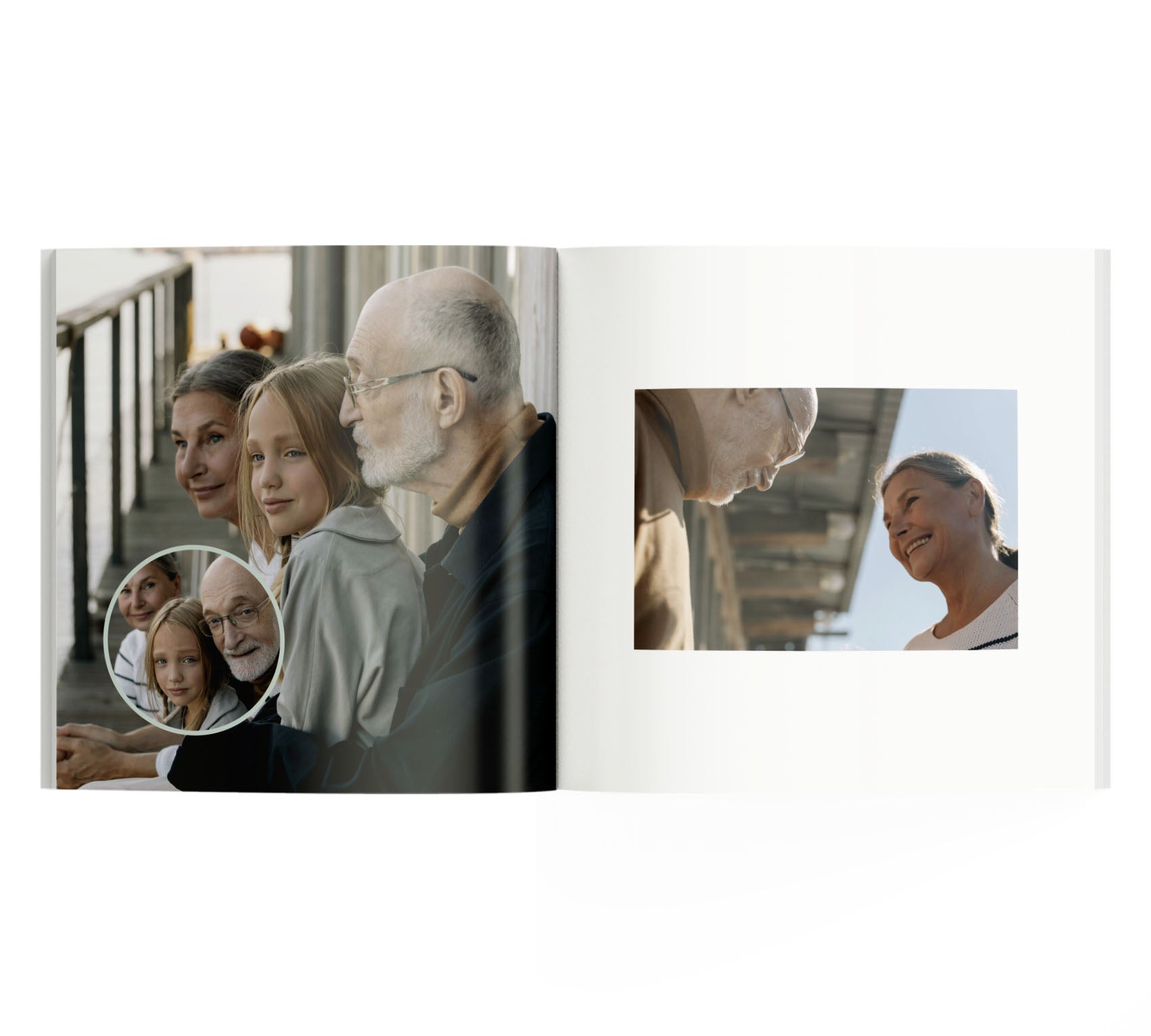 Álbum de fotos para abuelos, interior con 3 fotos.