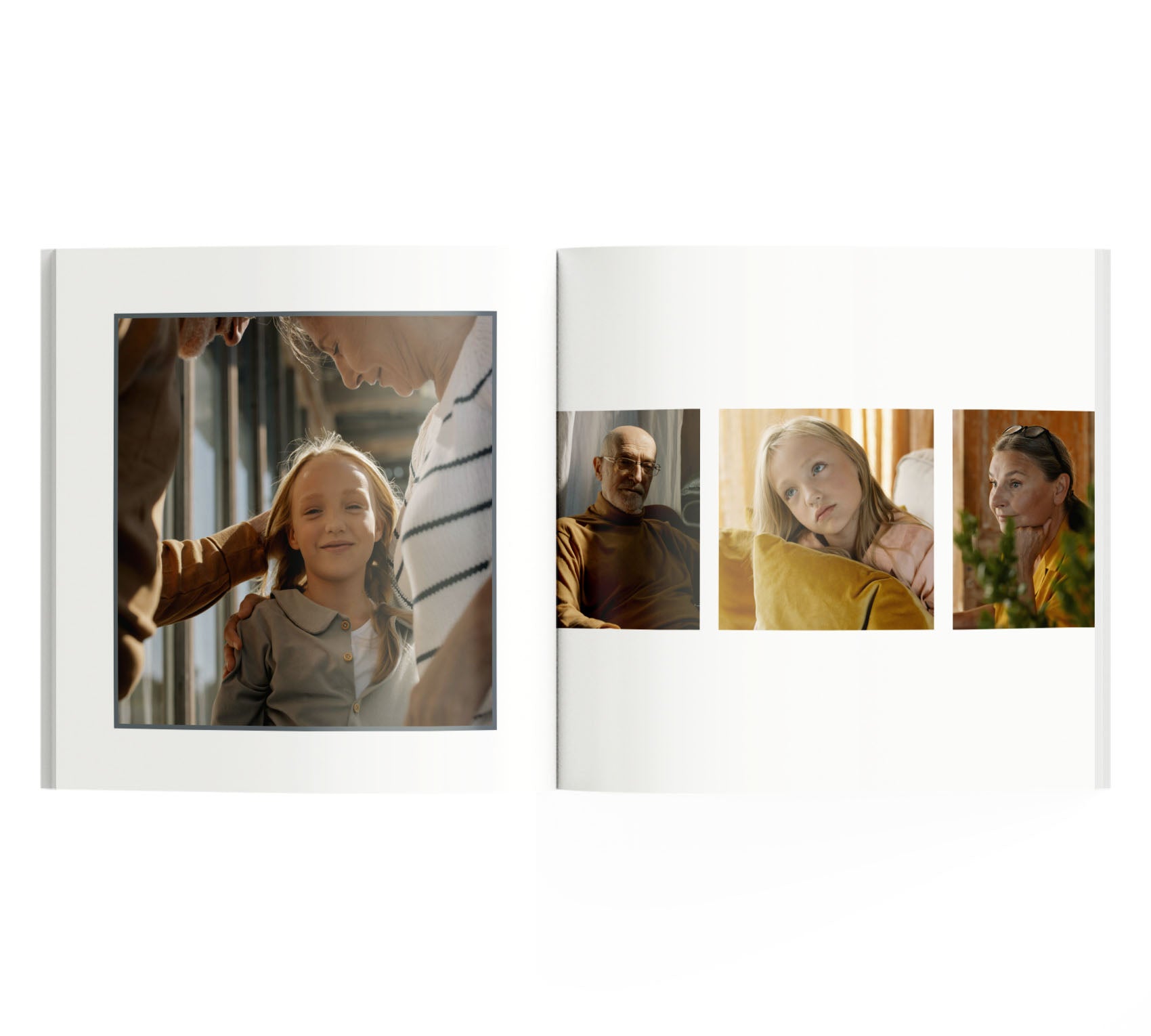 Álbum de fotos para abuelos, interior con 4 fotos.