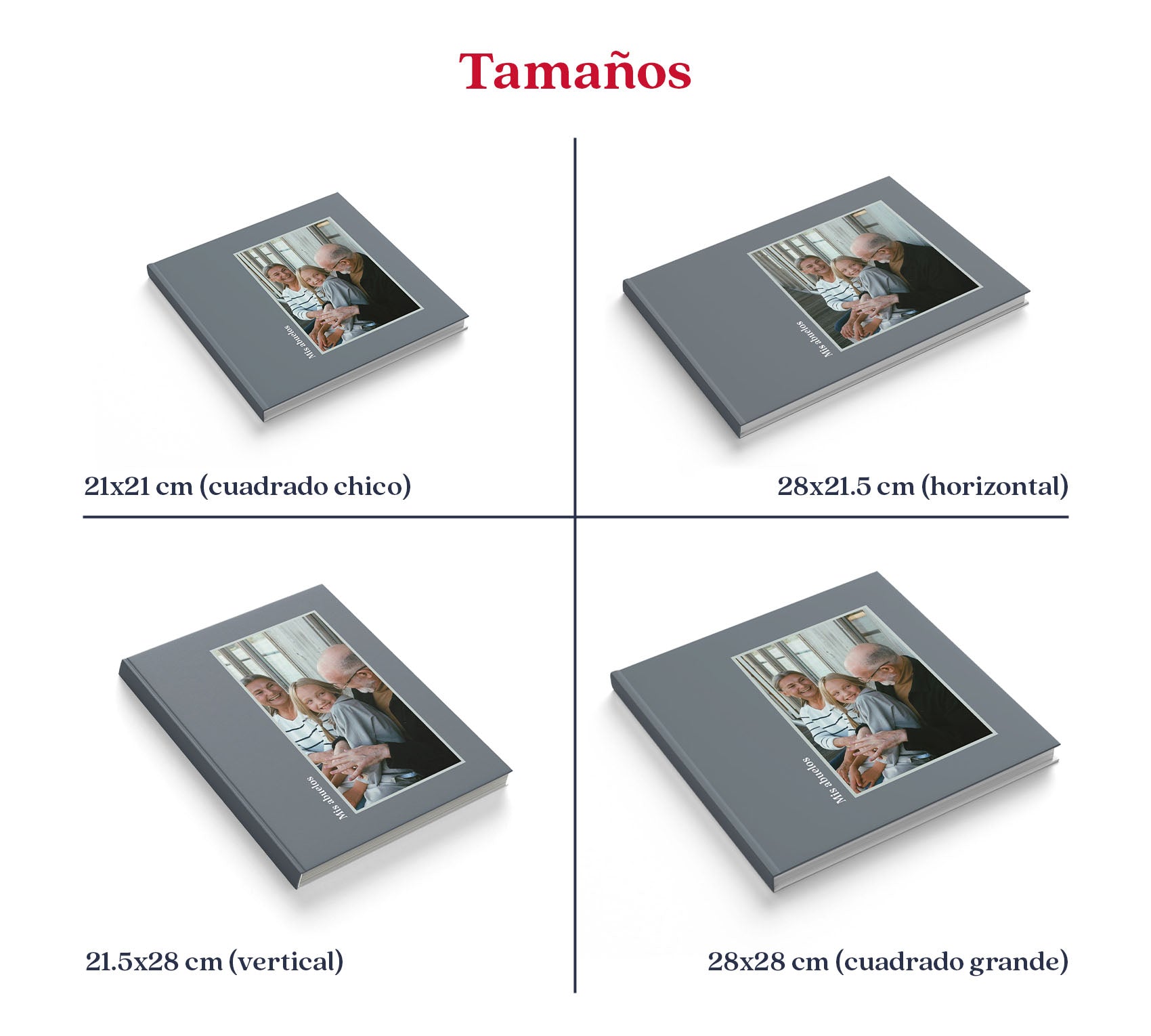 Tamaños de álbum de fotos para abuelos.