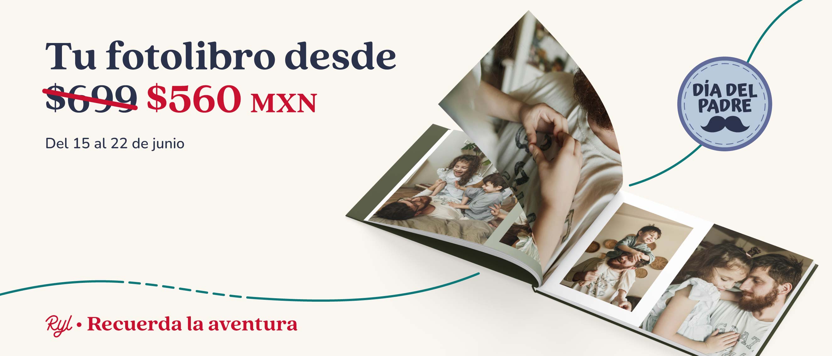 Banner promocional con descuento del 20% por el día del padre.