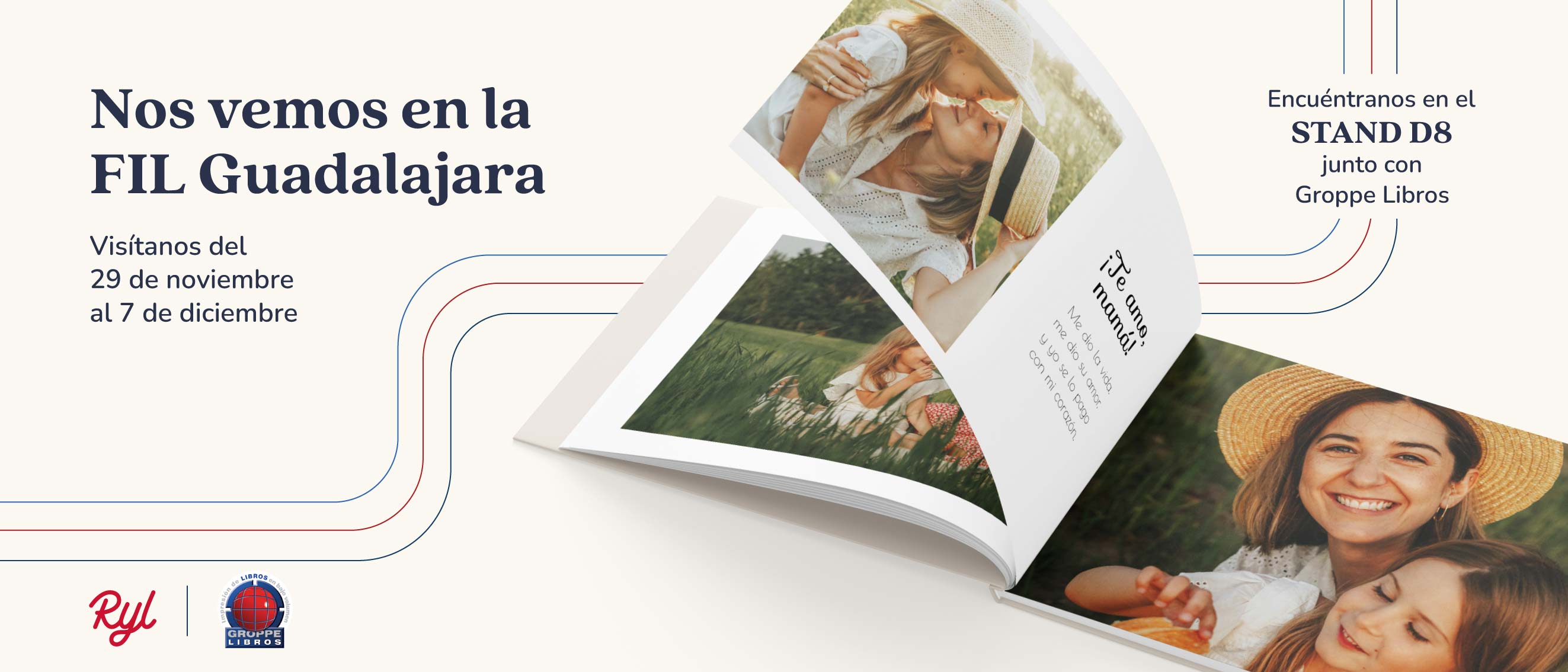 Banner de Ryl y Groppe Libros en FIL Guadalajara.