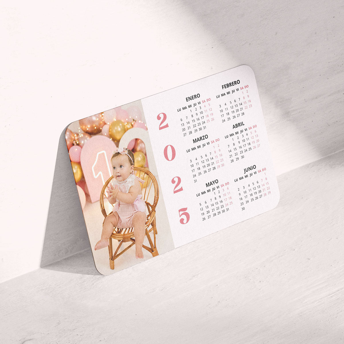 Calendario de bolsillo con foto de bebé.