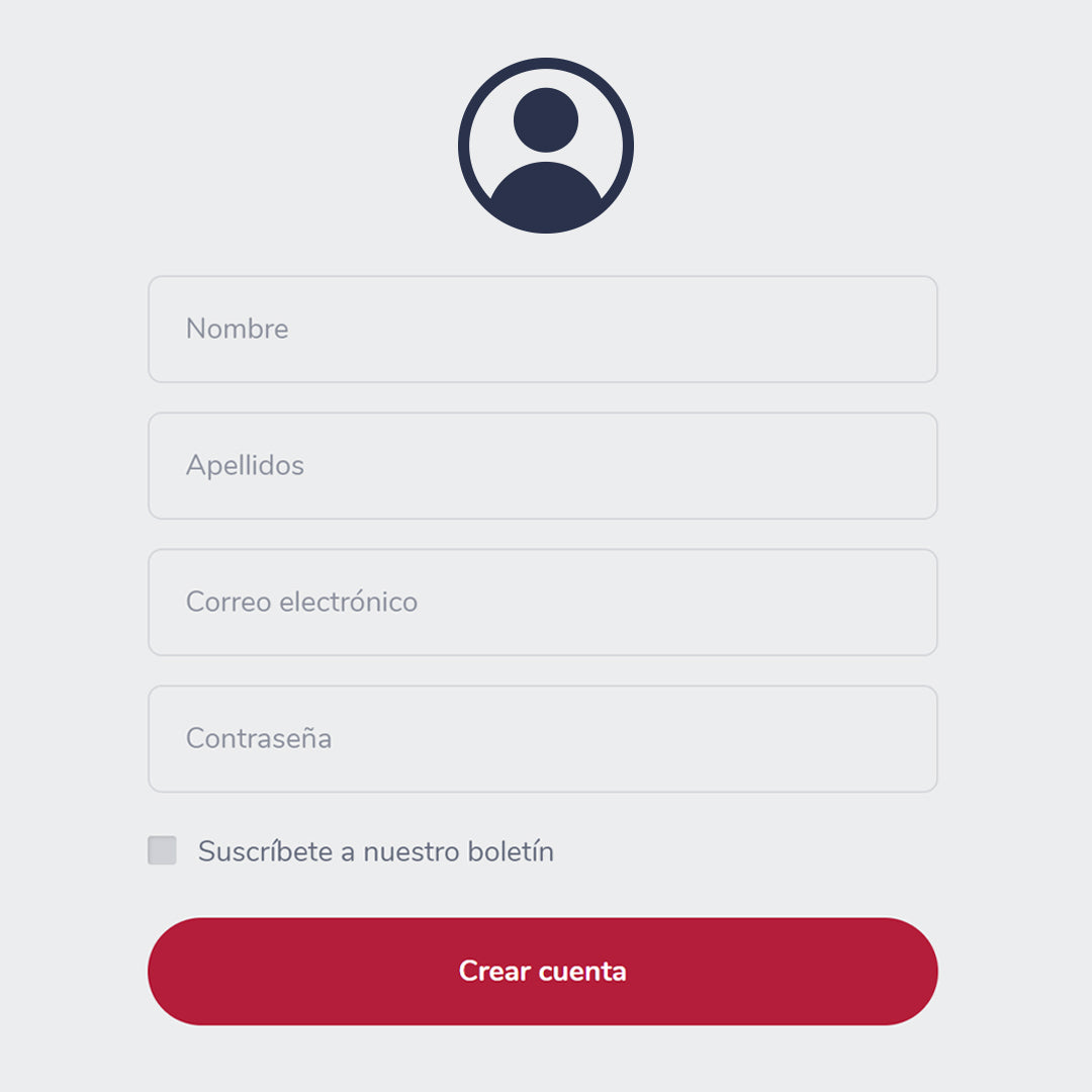Formulario para crear cuenta nueva en Ryl fotolibros.