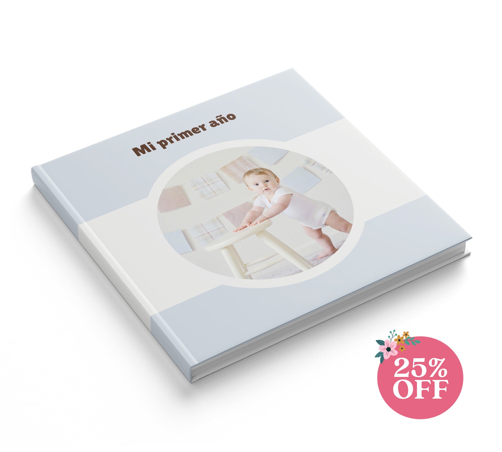 Fotolibro de bebé con 25% de descuento por el día de las madres.