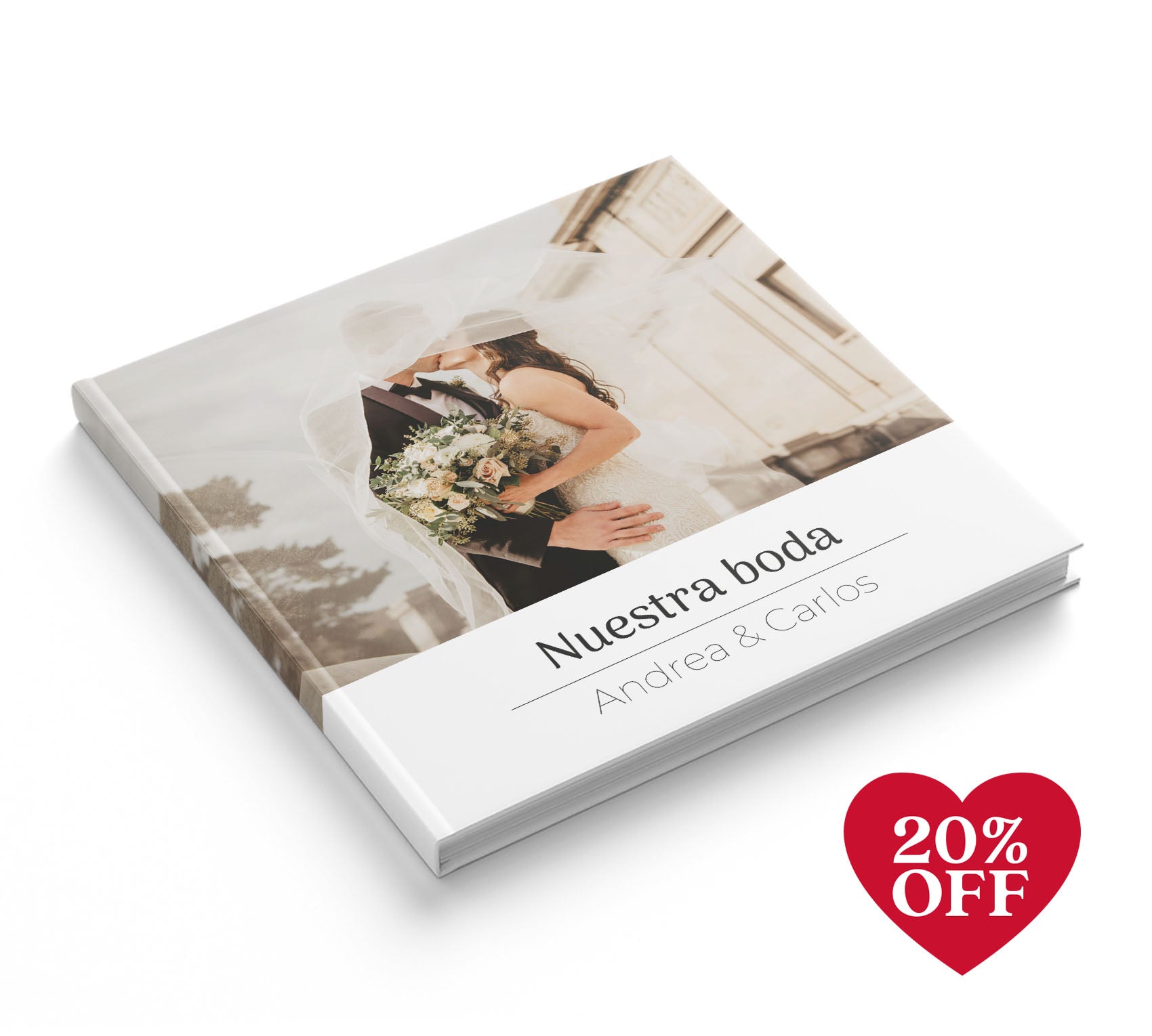 Fotolibro de boda con 20% de descuento por San Valentín.