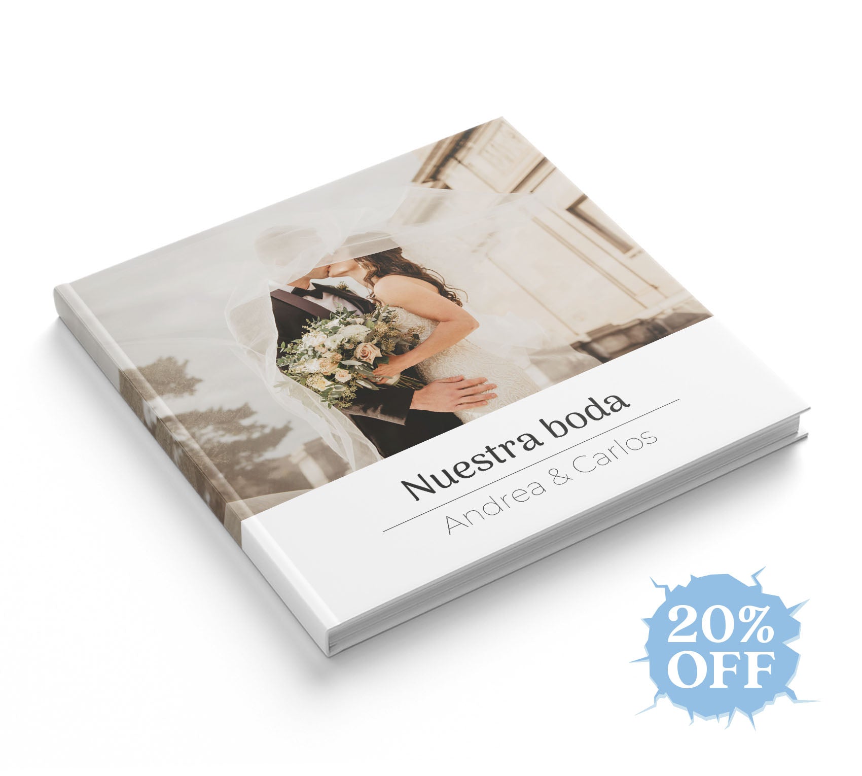Fotolibro de boda con 20% de descuento por el hot sale.