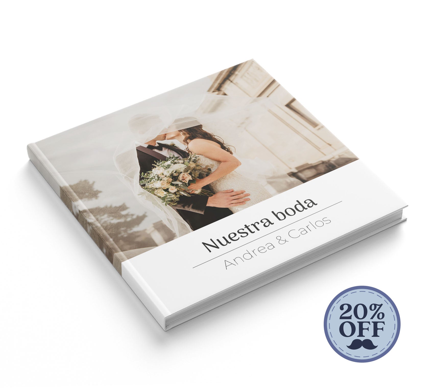 Fotolibro de boda con 20% de descuento por el día del padre.