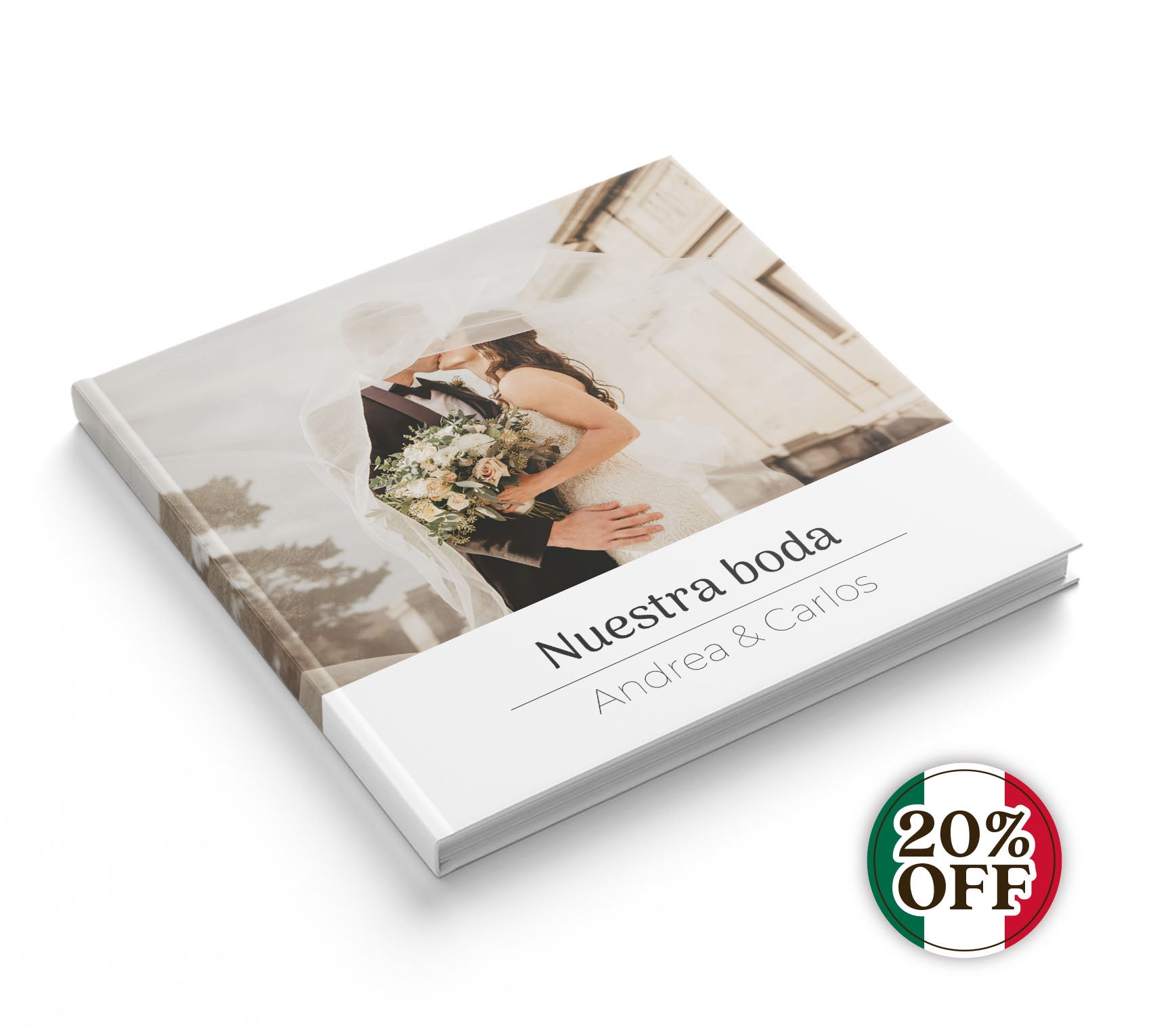 Fotolibro de boda con 20% de descuento por fútbol. Y si sí