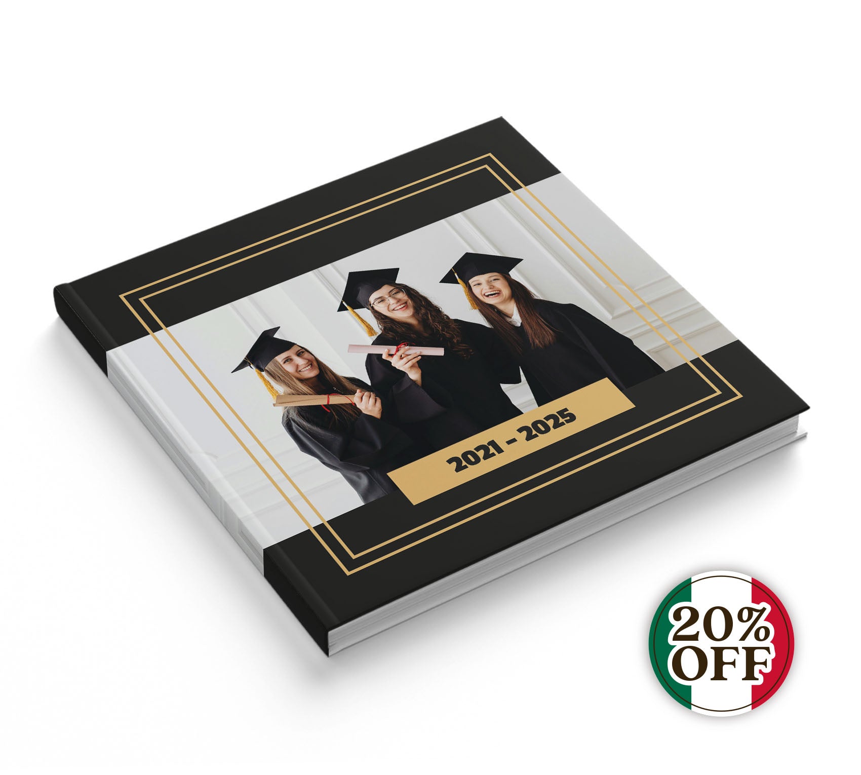 Fotolibro de graduación con 20% de descuento por fútbol. Y si sí