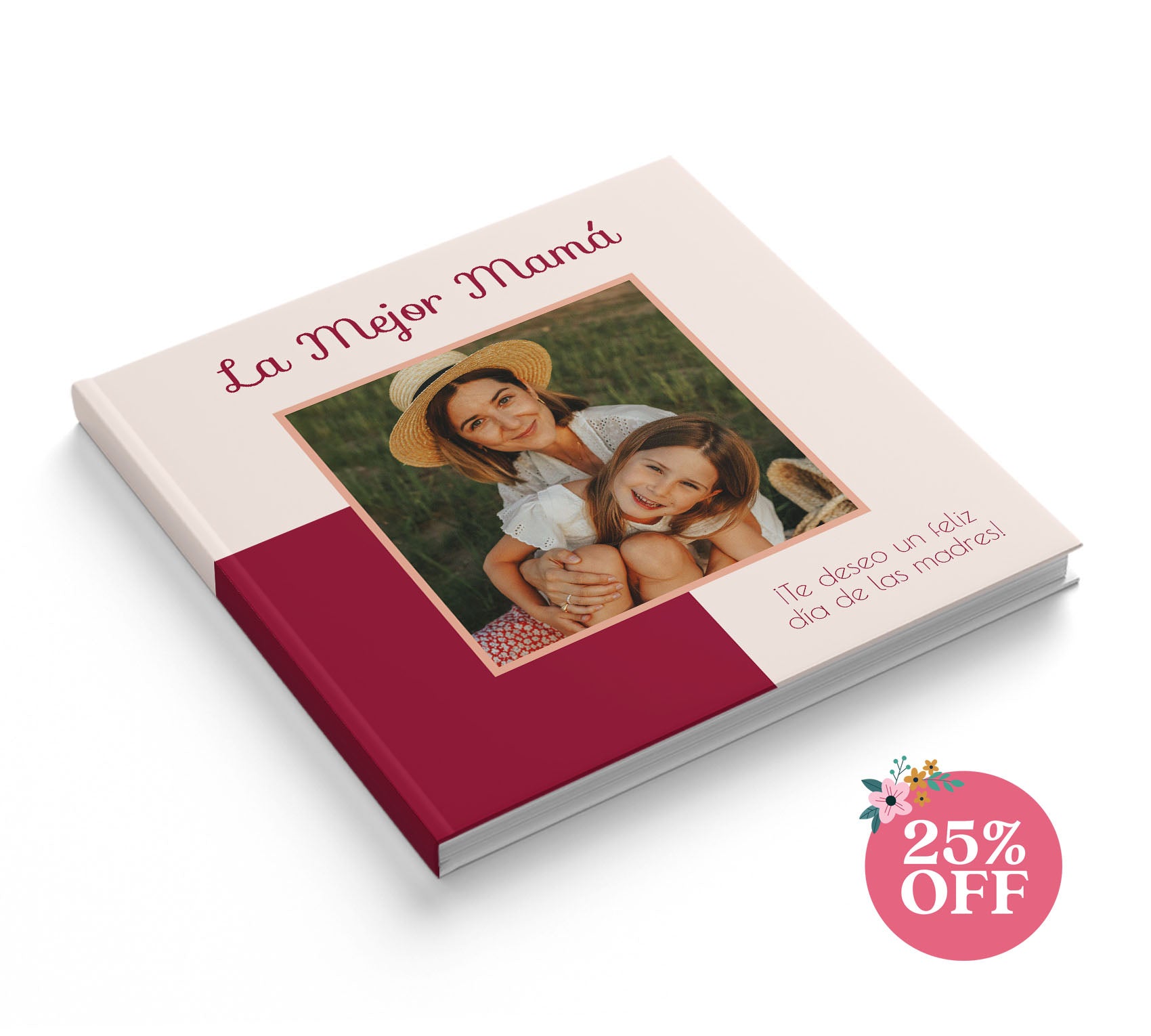Fotolibro de mamá con 25% de descuento por el día de las madres.