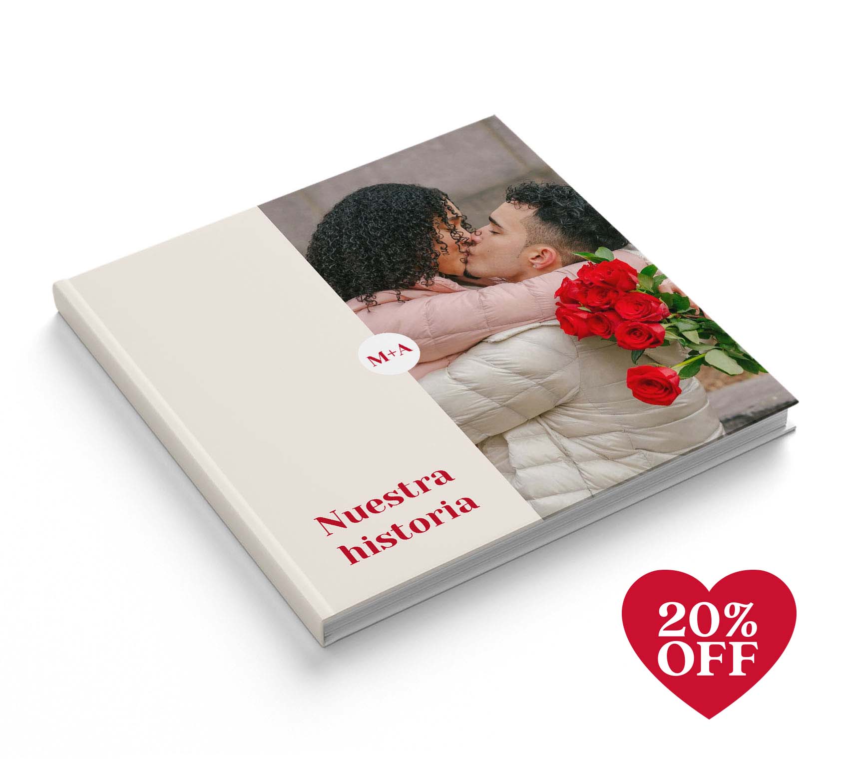 Fotolibro de pareja con 20% de descuento por San Valentín.