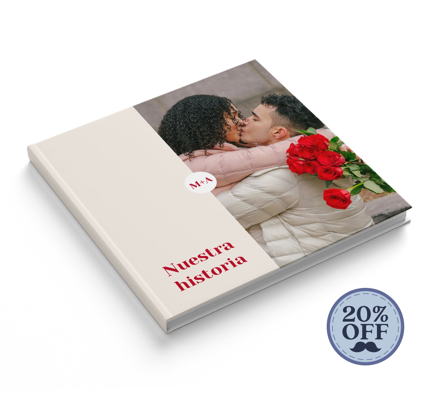 Fotolibro de pareja con 20% de descuento por el día del padre.