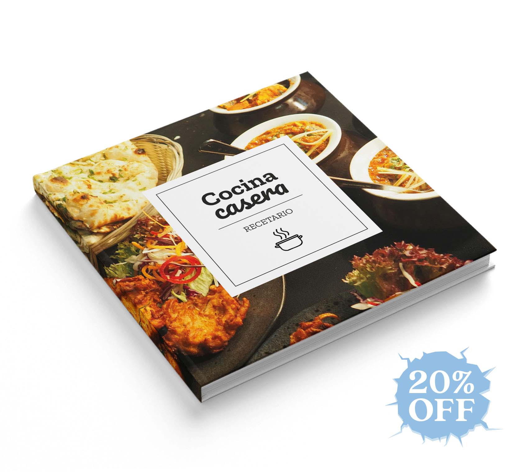 Fotolibro de recetario de cocina con 20% de descuento por el hot sale.