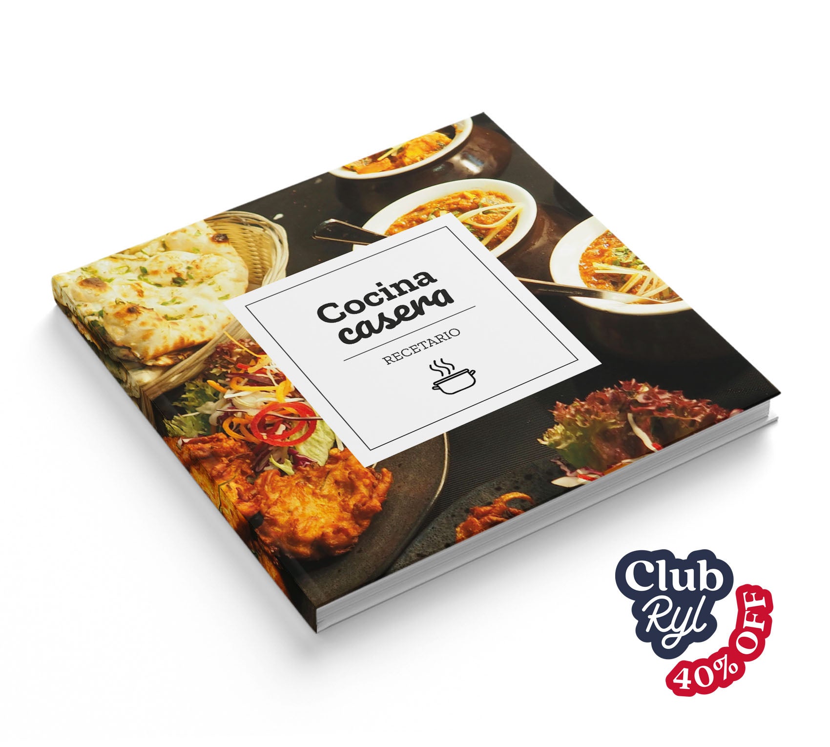 Fotolibro de recetario de cocina con 40% de descuento con Club Ryl.
