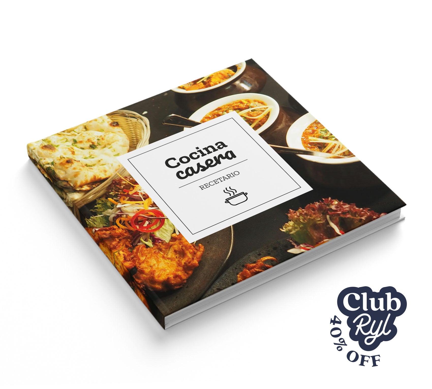 Fotolibro de recetario de cocina con 40% de descuento con Club Ryl.