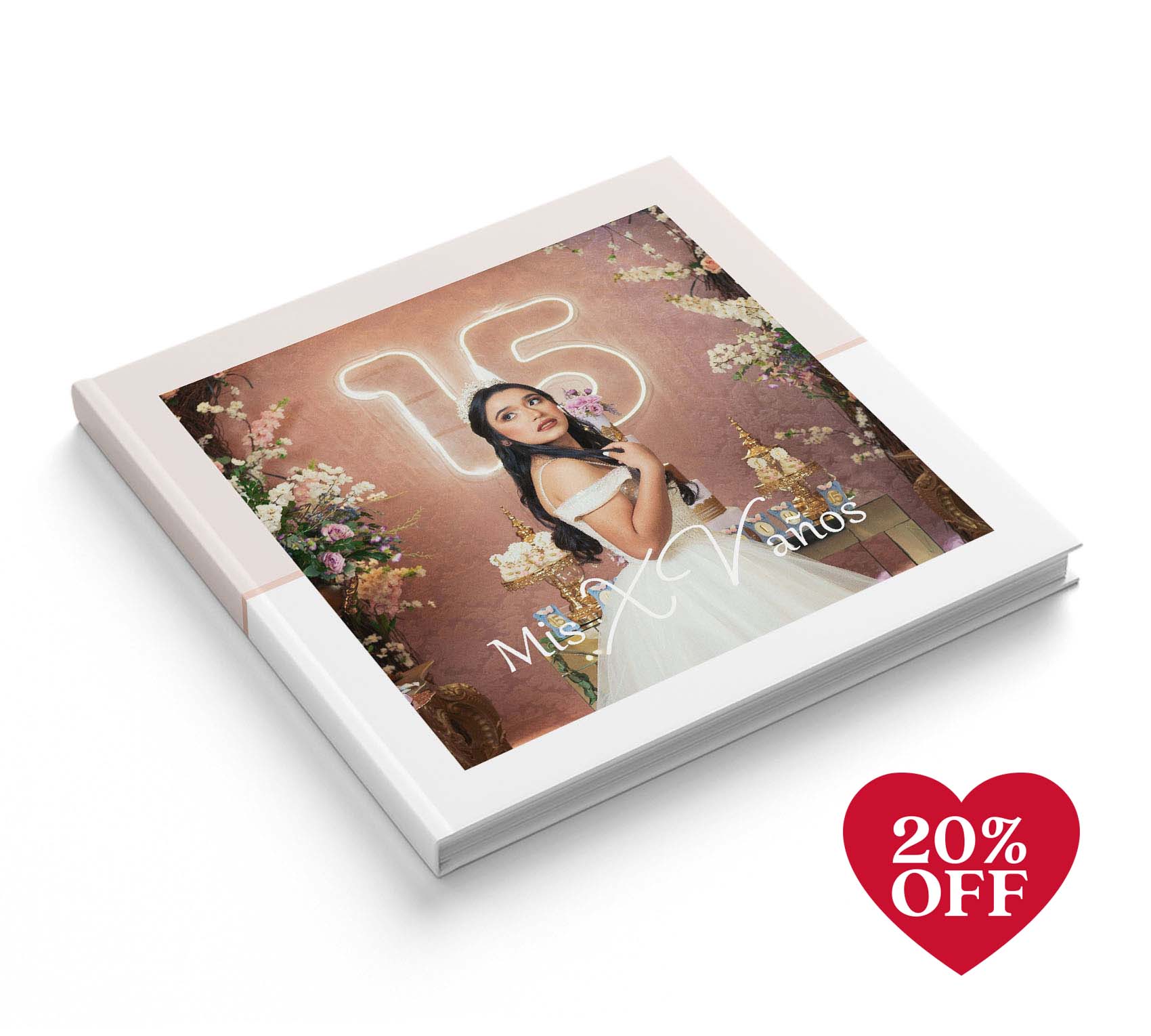 Fotolibro de XV años con 20% de descuento por San Valentín.