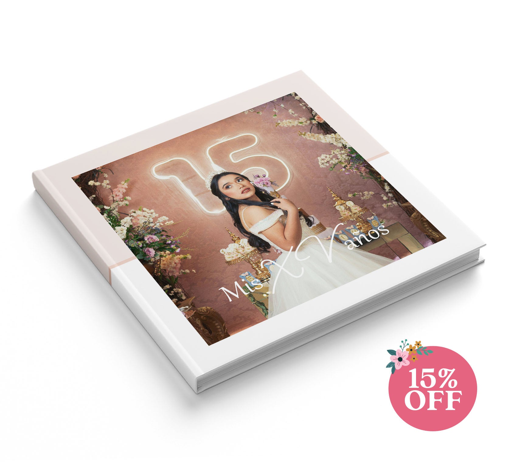 Fotolibro de XV años con 15% de descuento por el día de las madres.
