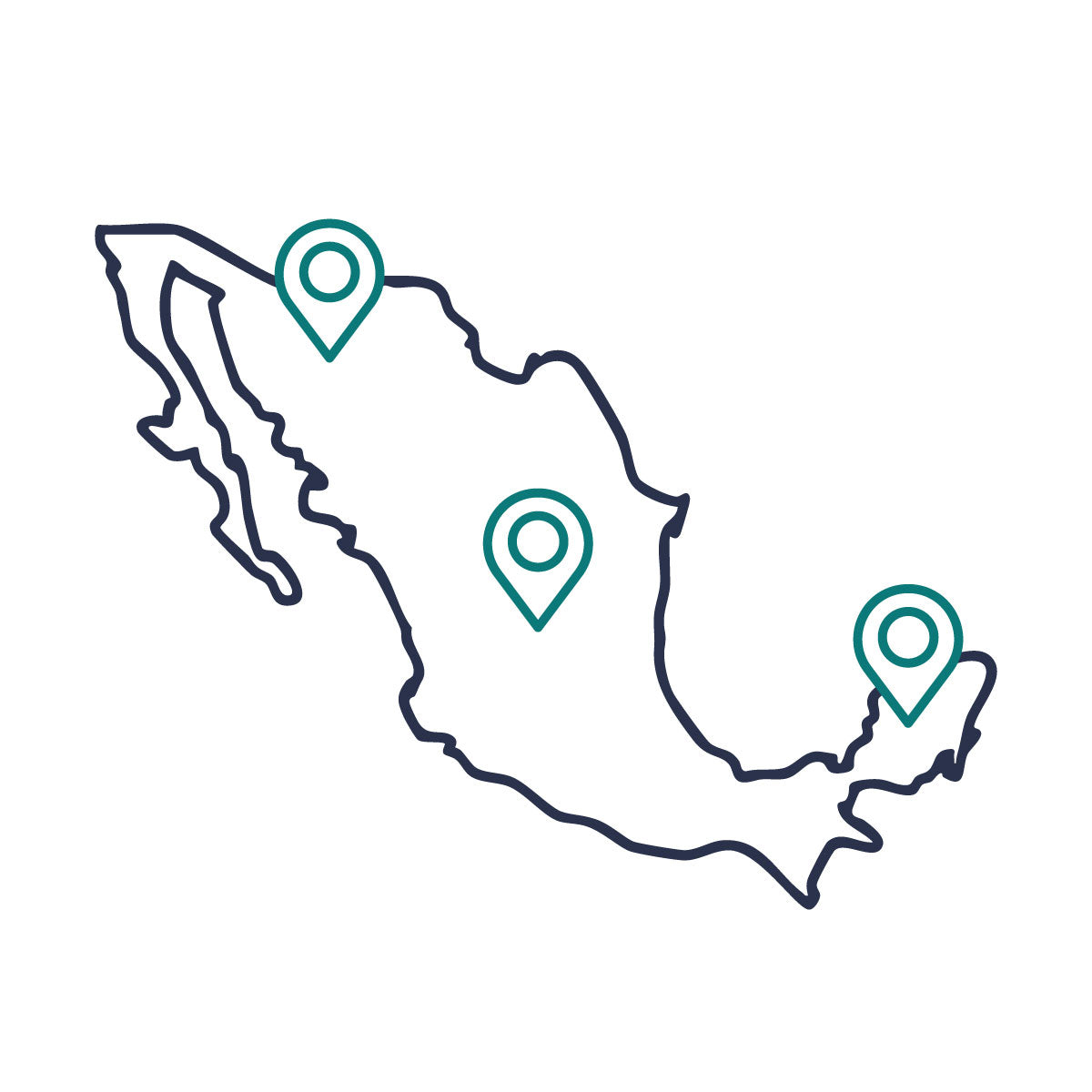 Ícono de ubicaciones en México.