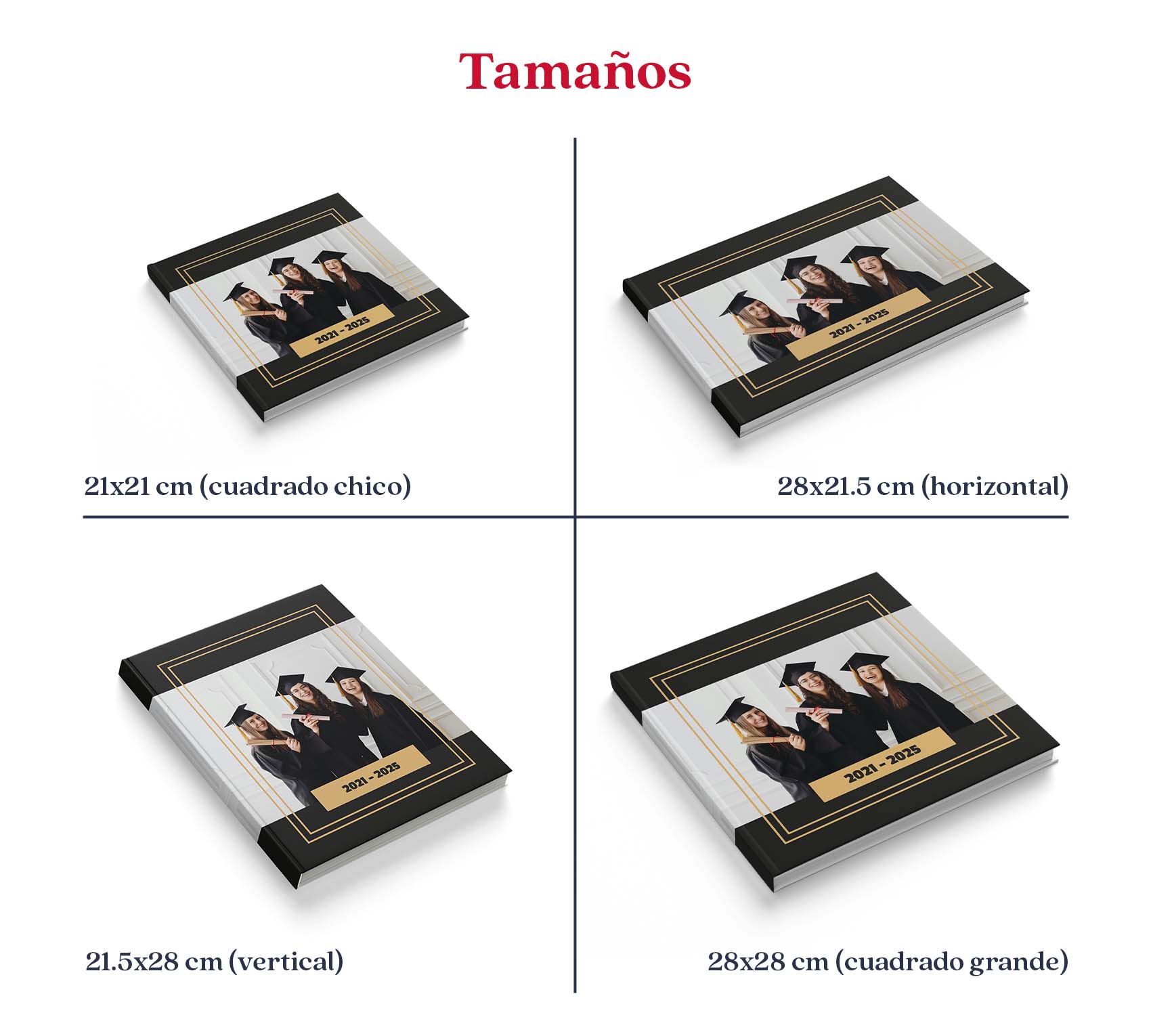 Medidas de photobook de graduación.