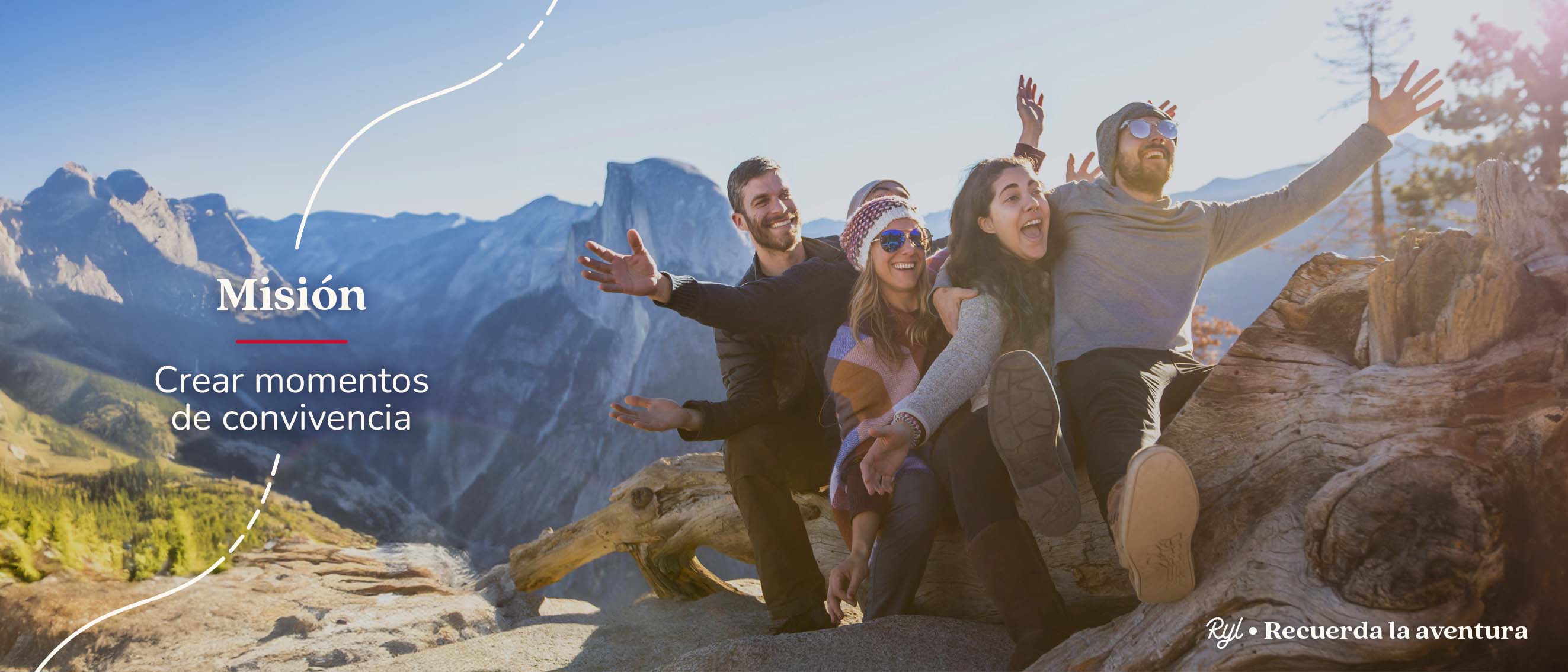 Misión de Ryl con fondo de imagen de amigos divirtiéndose en un parque. Versión escritorio.