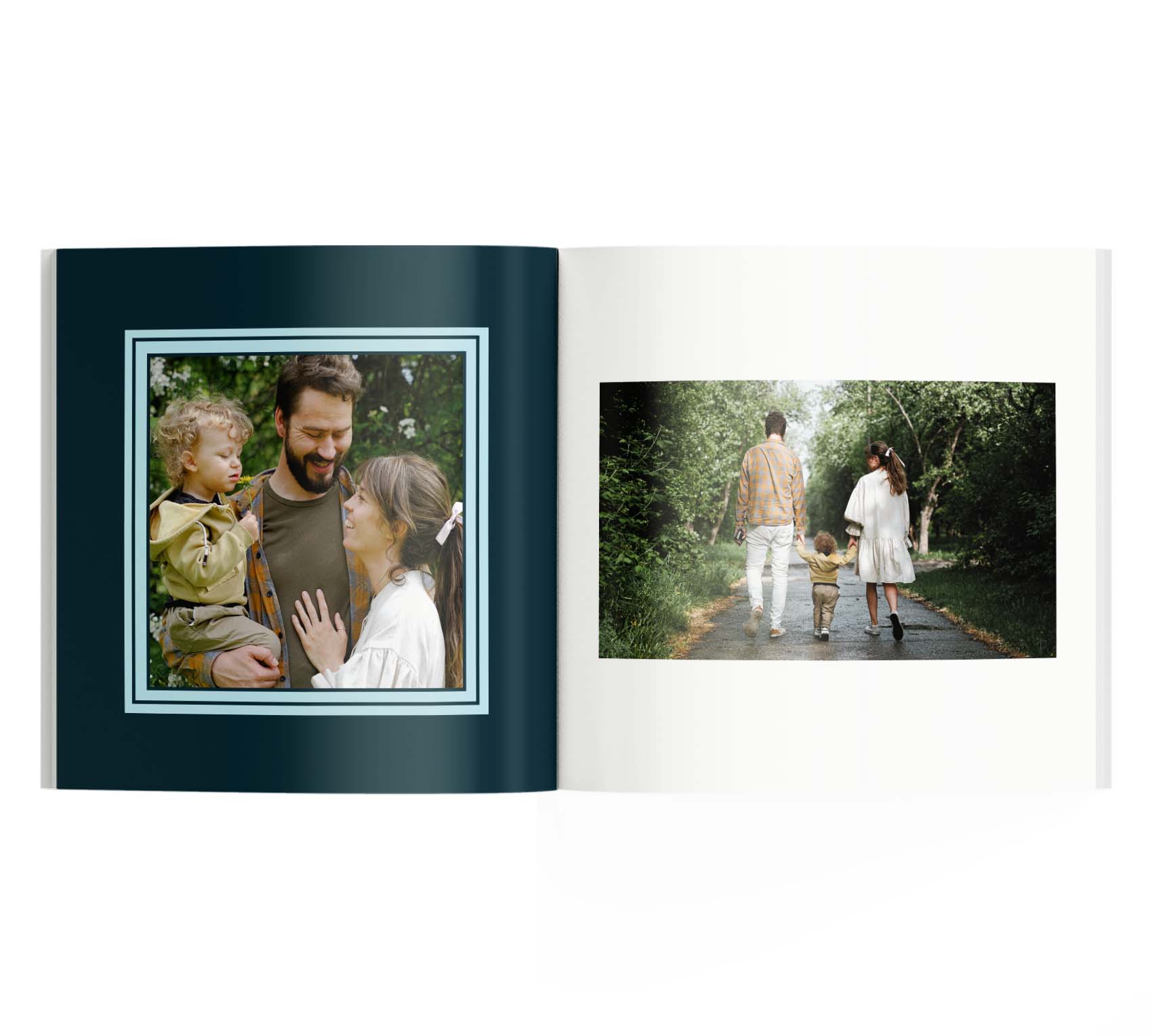 Photobook del día del padre con 2 fotos de un padre con su familia.