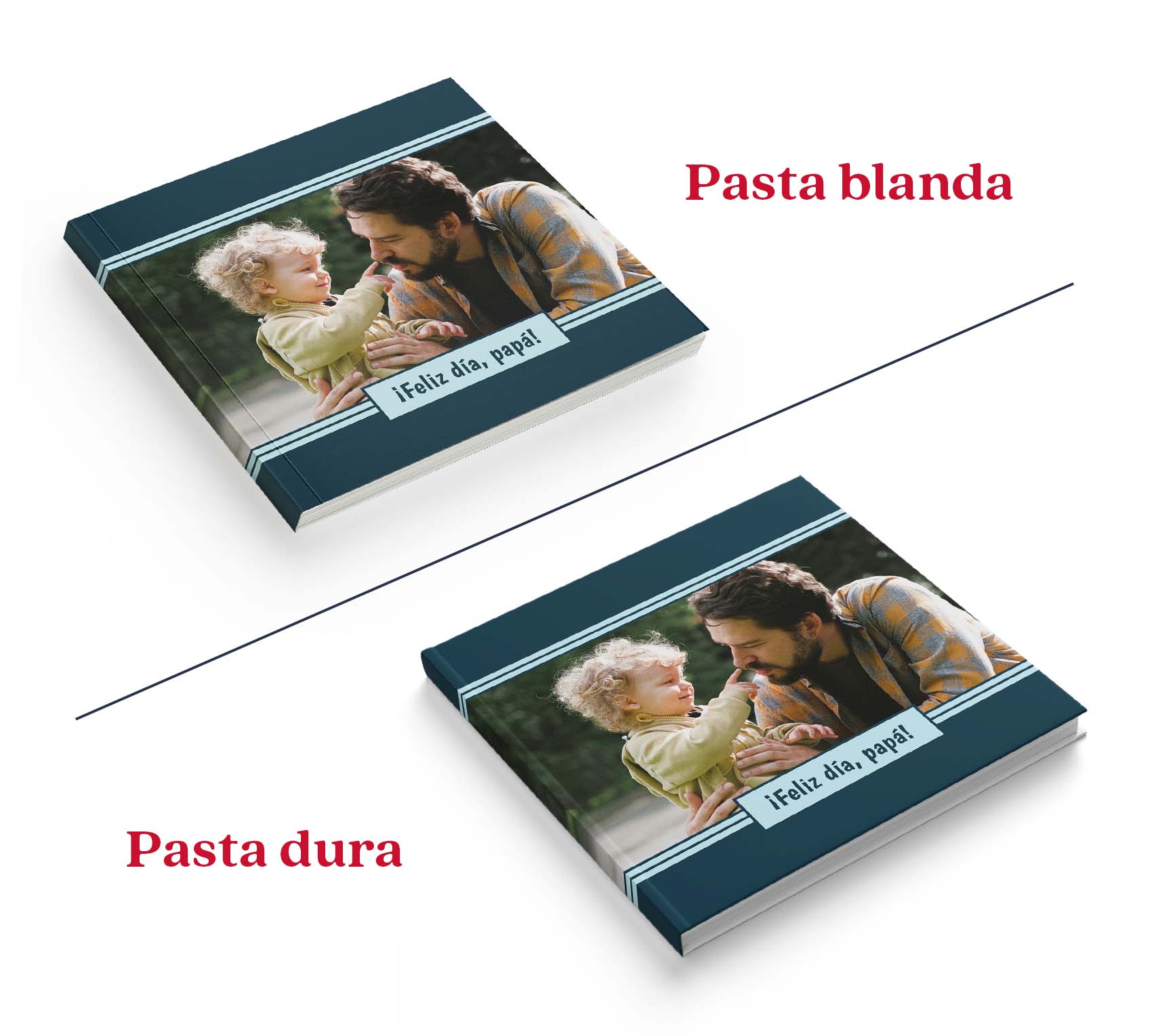 Photobook Día del Padre en pasta dura y pasta blanda.