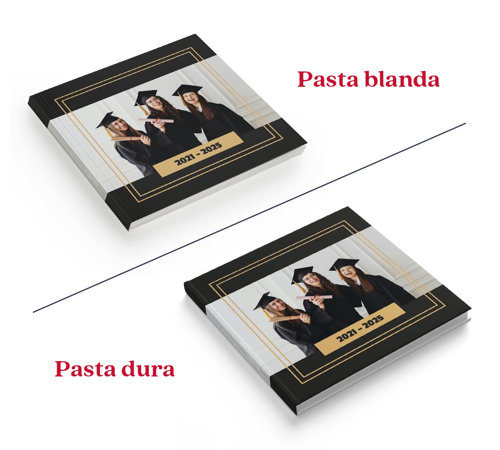 Photobook de graduación en pasta dura y pasta blanda.