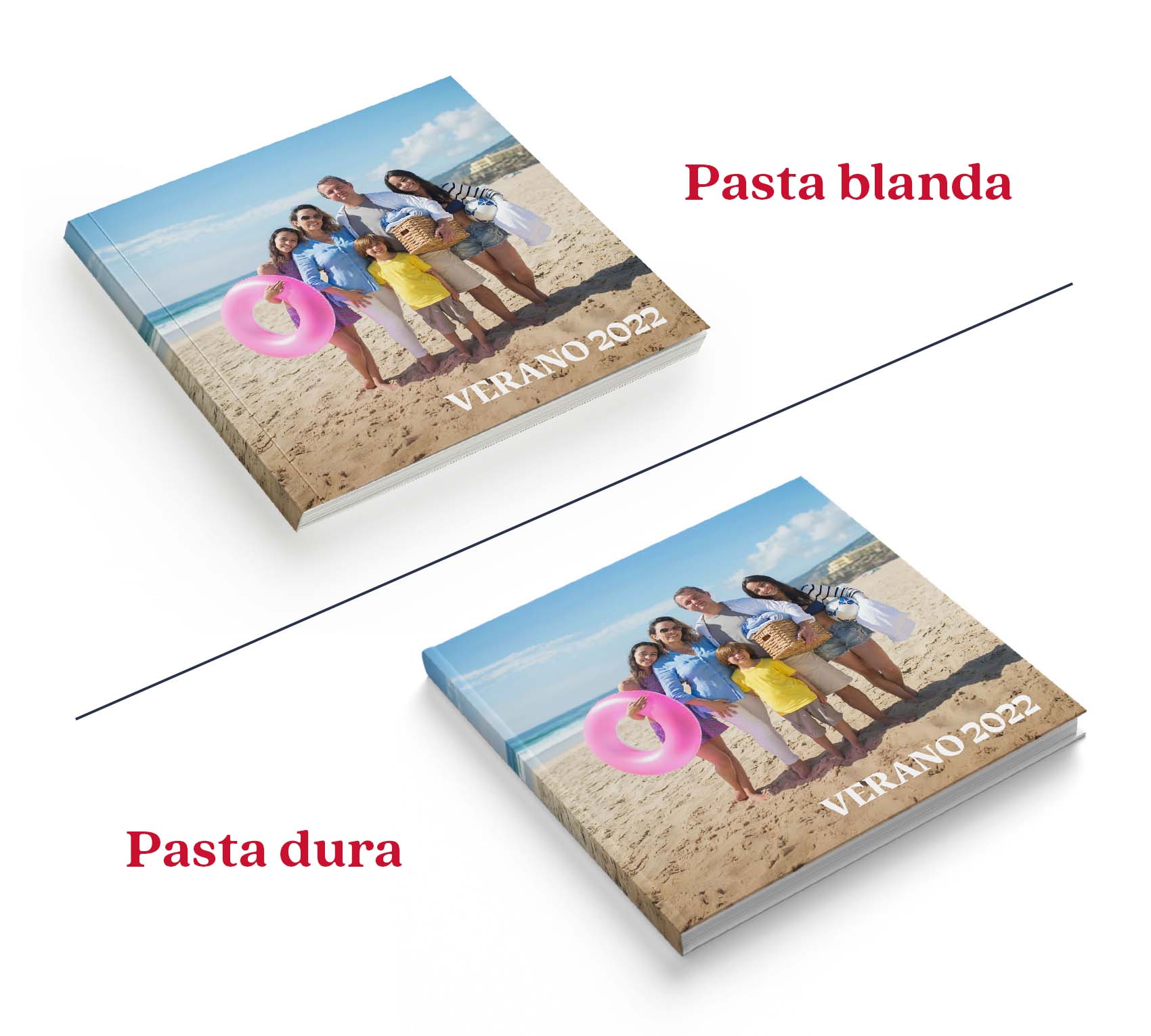 Photobook de viaje en pasta dura y pasta blanda.