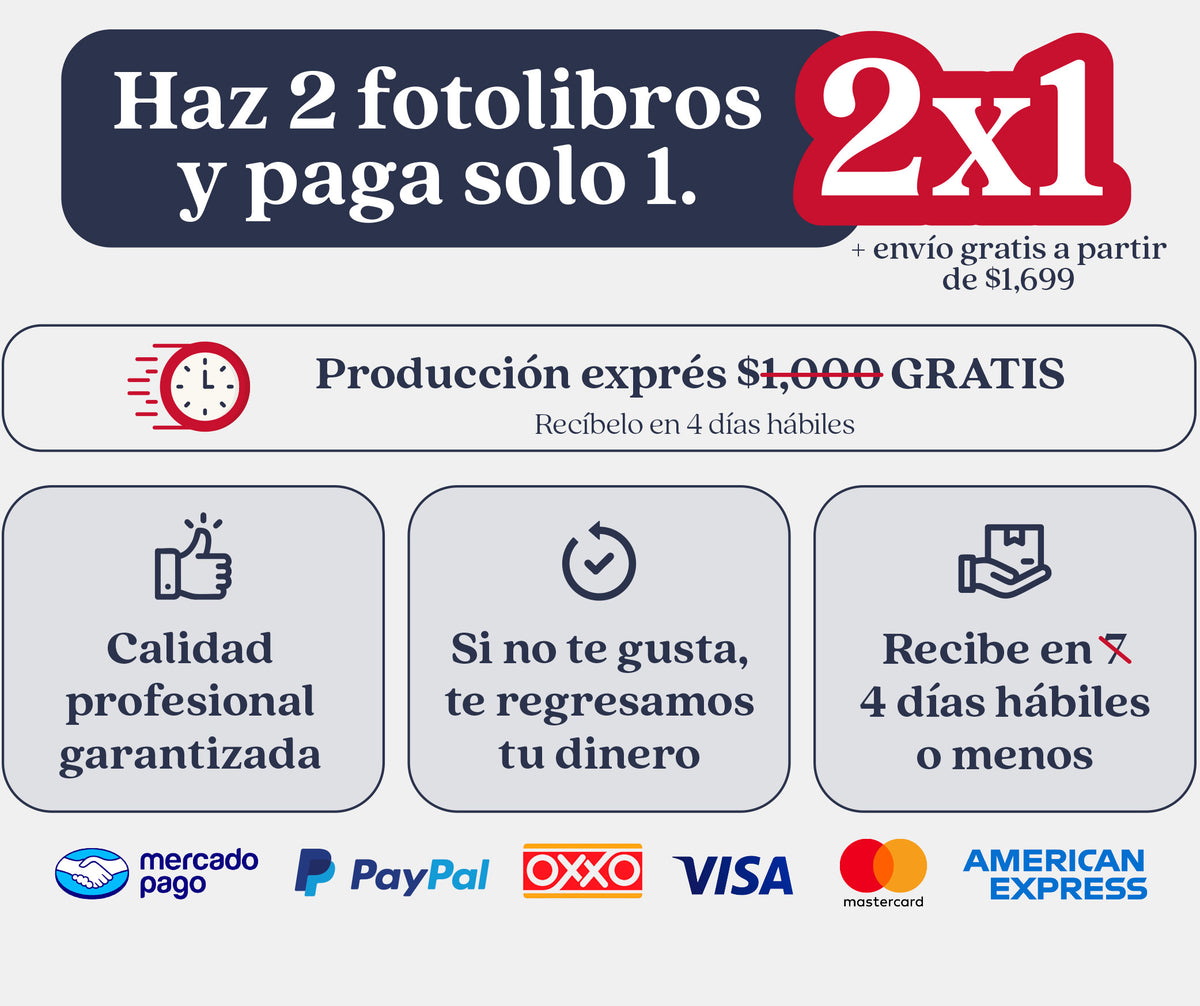Formas de pago con logos: PayPal, Kueski VISA, Mastercard y American Express.