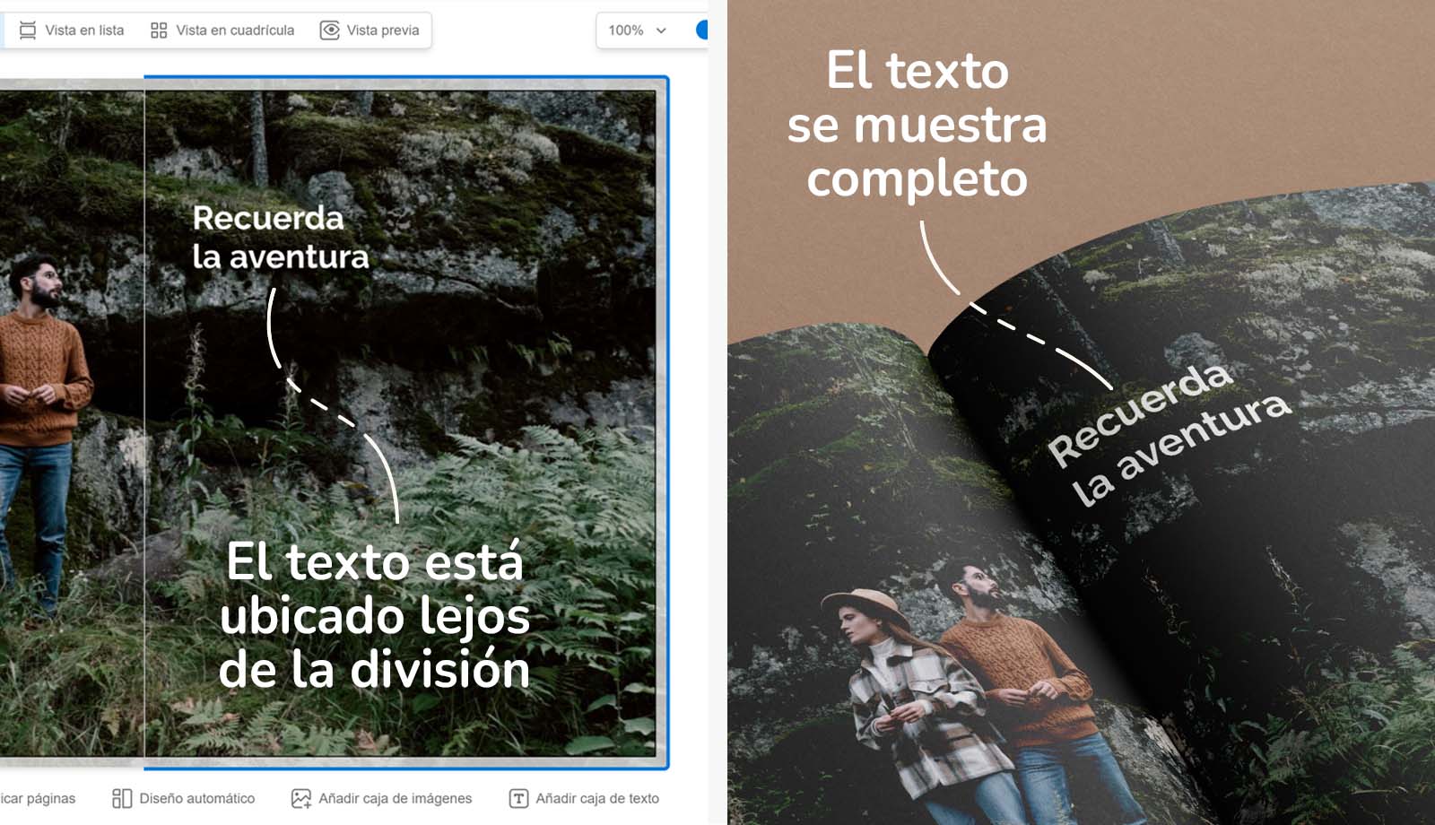 Texto completo y visible en fotolibro de viaje.