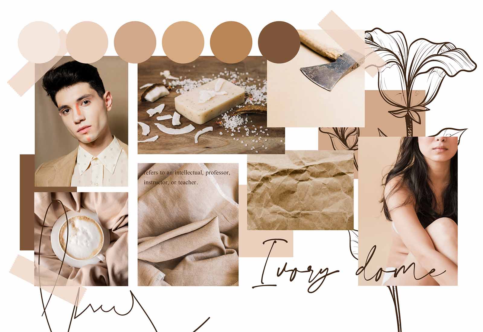Moodboard en tonos café y beige.